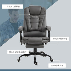 7-Point Vibrating Massage Office Chair High Back Massaging Office Desk Chair with Lumbar Support, Footrest, Gray