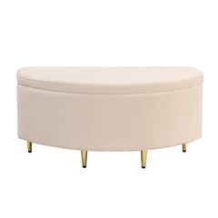 Velvet Upholstered Bed,Single Bed-3ft 90x190cm, Shell-like Bed With Golden Iron Legs, Wooden Slatted Frame, Upholstered Bench With Storage Space 90x40x42cm