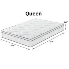Queen Mattress, 12 Inch Hybrid Mattress With Memory Foam & Pocket Spring, Queen Mattress In A Box, Medium Firm Support, CertiPUR-US Certified