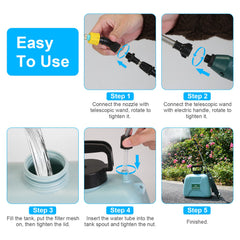 5L 1.32Gallon Battery Operated Water Sprayer Portable Garden Sprayer Electric Sprayer With Rechargeable Handle Telescopic Wand 3 Spray Nozzles Shoulder Strap For Lawn Garden