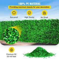 Artificial Boxwood Panel UV 24PCS Boxwood Hedge Wall Panels Artificial Grass Backdrop Wall 10"x10" 4 Cm Green Grass Wall Fake Hedge For Decor Privacy Fence Indoor Outdoor Garden Backyard