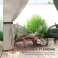 11' x 11' Outdoor Gazebo, Double Roof Patio Gazebo with Curtains, Church Windows, Galvanized Steel Frame, Light Gray