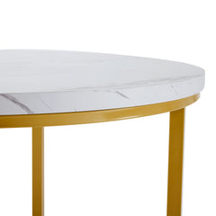 Modern Metal Frame Round Marble Dining Table And Chair Set 5 Pieces With 4 Semi-circular Stools, Suitable For Small Apartments And Restaurants