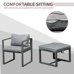 9PCs Patio Aluminium Dining Set, Space Saving Cube Set With 4 Chairs, 4 Ottoman, Cushions, 8 Seater Garden Furniture