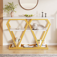 Console Table 1 Piece - 120 X 29.5 X 80 Cm - Dining & Kitchen Table, Balcony Table - Wooden Table With Marble-look Top
