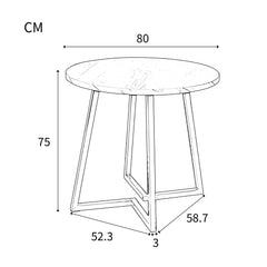 Modern Metal Frame Marble Pattern Round Coffee Table 80x80x75cm With Gold Stand, Suitable For Small Dining Table In Living Room And Bedroom