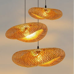 Bamboo Hanging Lamp Straw Hat-shaped Hanging Lamp