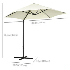 2.5M Garden Cantilever Parasol, Offset Roma Patio Umbrella Hanging Sun Shade Canopy Shelter With 360° Rotation And Cross Base, Beige