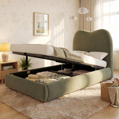 Upholstered Bed, Single Bed, Children's Bed, 3ft-90 X 190cm, Hydraulic Bed, Bed With Headboard And Large Storage Space, Upholstered Headboard, Velvet, Green