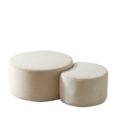 Nesting Coffee Table Set Of 2,Upholstered Round Coffee Tables Set Of 2 For Living Room, Modern Foam Round Coffee Table Side Table End Table Ottoman, No Assembly