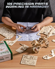 ROKR 3D Wooden Self-Walking Dinosaur Puzzle, Mechanical Model Kit For Adults & Teens, STEM Educational Building Set, Prehistoric Birthday Gift