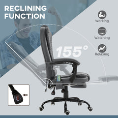 7-Point Vibrating Massage Office Chair High Back Massaging Office Desk Chair with Lumbar Support, Footrest, Gray