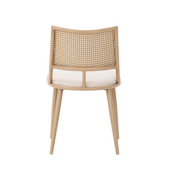 Set Of 4, PU Seat, Rattan Backrest, Bamboo Kitchen Chair With Imitation Rattan Backrest And Retro Side Armchair, Suitable For Home, Restaurant, Living Room, Cafe,beige