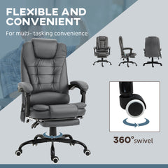 7-Point Vibrating Massage Office Chair High Back Massaging Office Desk Chair with Lumbar Support, Footrest, Gray