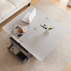 Grey Coffee Table With Storage, Lift Up Coffee Table For Living Room, Coffee Table With 2 Drawers Lift-Top Sofa End Tea Tables For Living Room Furniture, 100X51X47cm, Grey