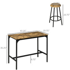 5-Piece Counter Height Bar Table and Chairs Set, Bar Table with Stools, Kitchen Table 4 Chairs, Rustic Brown