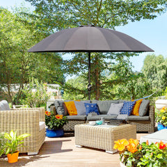 2.5m Shanghai Garden Parasol Umbrella With Crank & Tilt, Adjustable Outdoor Sun Shade, Grey