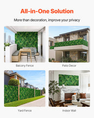 Artificial Grass Wall Panels, 8 PCS 20 X 20 Inch, 3D Combination Greenery Boxwood  Panel For Indoor Outdoor Green Decor & Ivy Fence Covering, Privacy Backdrop Wall Hedge Screen For Garden