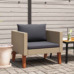 3-seater garden sofa with cushions, poly rattan;   1-seater garden sofa