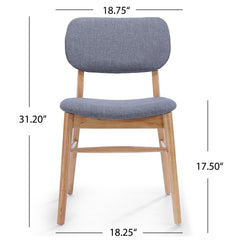 Set Of 2 Mid - Century Upholstered Dining Chair With Rubberwood Frame, Natural-Gray