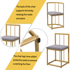 Six-Chair Dining Table Set White Table, Chairs With Backrests And Gray Upholstery, Gold Iron Frame,Dining Room Table And Chair Set,Modern Dining Table Combination