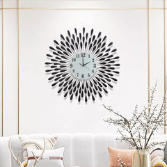 38CM Diamante Beaded Crystals Quartz Jeweled Wall Clock Home Decor Living Room