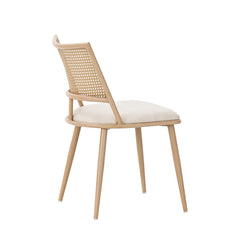 Set Of 4, PU Seat, Rattan Backrest, Bamboo Kitchen Chair With Imitation Rattan Backrest And Retro Side Armchair, Suitable For Home, Restaurant, Living Room, Cafe,beige