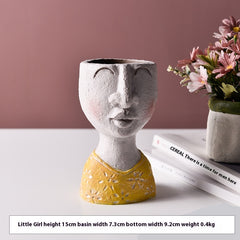 Happy Home Art Portrait Sculpture Flower Pot Balcony Garden Decoration Dried Flower And Flowerpot Ornaments