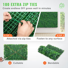 12pcs Artificial Boxwood Panel UV Boxwood Hedge Wall Panels Artificial Grass Backdrop Wall 24X16" 4cm Green Grass Wall Fake Hedge For Decor Privacy Fence Indoor Outdoor Garden Backyard