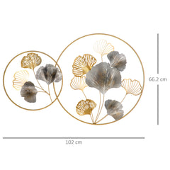 Large Metal Wall Art, Modern Hanging Wall Sculpture With Unique Multi-leaf Design, Horizontal Or Vertical Metal Hanging Decoration For Living Room Bedroom Entryway, Gold Silver