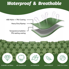 Inflatable Double Camping Mat Ultralight Air Bed Sleeping Mattress & Pillow New