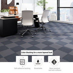 10X Self-Adhesive Carpet Tiles Commercial Retail Office Home Flooring Floor Mats----Dark Grey