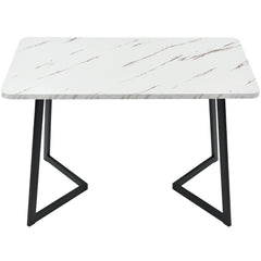 117x68cm Dining Table,1-St, Metal Frame Rectangular Dining Table Modern Marble Pattern Kitchen Table With Metal Legs For Dining Room Living Room, BlackWhite