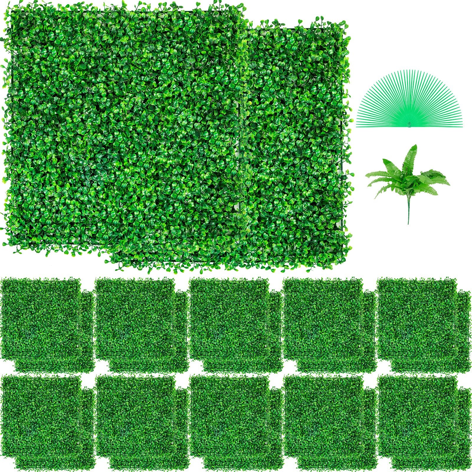 Artificial Boxwood Panel UV 24PCS Boxwood Hedge Wall Panels Artificial Grass Backdrop Wall 10"x10" 4 Cm Green Grass Wall Fake Hedge For Decor Privacy Fence Indoor Outdoor Garden Backyard