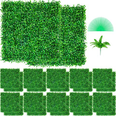 Artificial Boxwood Panel UV 24PCS Boxwood Hedge Wall Panels Artificial Grass Backdrop Wall 10"x10" 4 Cm Green Grass Wall Fake Hedge For Decor Privacy Fence Indoor Outdoor Garden Backyard