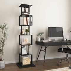 360 Rotating Bookshelf With Acrylic Plate, 6-Tier Tall, Floor Rack Simple Bookcase, Modern Display Shelf For Living Room Home Office Bedroom