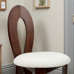 Dining Chairs Set Of 2  Key-design Home Chairs  Pure White Teddy Velvet Solid Wooden Dining Chairs With Ribbon-Cross Backrest For Kitchen & Dining Room - Deep Walnut Brown