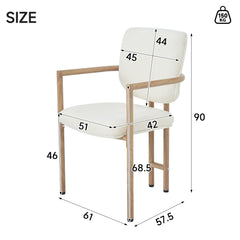 Set Of 4, Metal Chairs, Dining Chairs, Suitable For Homes, Restaurants, Living Rooms, And Cafes, Boucle, Natural Wood Color