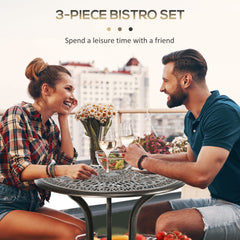 3 Piece Garden Bistro Set Aluminium Outdoor Furniture Set For 2 Patio Chairs And Table With Umbrella Hole Bronze Tone
