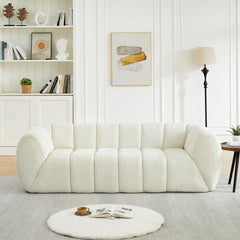 Chenille Pure Foam Sofa, Modern Quilted Cloud Sofa, Deep-Seat Chenille Pure Foam Sofa, Comfortable Modern Three-Seater Sofa, Suitable For Living Rooms, Bedrooms, And Apartments