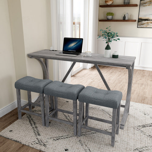 Bar Table Set With Power Socket, Bar Table And Chair Set For Living Room, Dining Room, Games Room