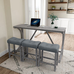 Bar Table Set With Power Socket, Bar Table And Chair Set For Living Room, Dining Room, Games Room