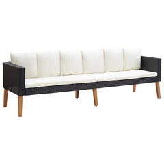 3-seater garden sofa with cushions, poly rattan;   1-seater garden sofa