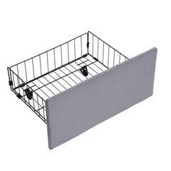 Upholstered Bed,Double Bed-4ft6  135x190cm  Hydraulic Bed, Three Drawers, Bed Box For Storage, Slatted Frame With Headboard, Without Mattress, Velvet, Grey