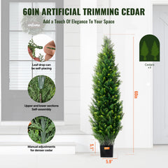 2 Pack 152.4 Cm Artificial Cedar Topiary Tree Faux Plant UV Decor In/Outdoor