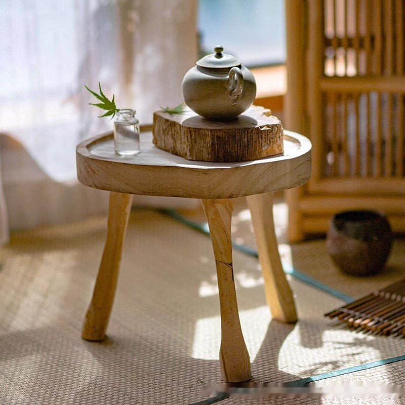 Solid Wood Retro Low Stool Decorative Storage Base Support Furnishings