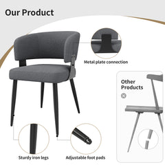 Modern Dining Chairs Set Of 2,Dining Room Chairs With Metal Legs Upholstered Fabric Dining Room Chairs With Curved Backrest, Soft Cushion Seat And Sturdy Metal Frame