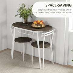 3-Piece Dining Table And Chairs Set, Oval Kitchen Table With 2 Chairs, With Wire Storage Shelf And Steel Frame, Natural
