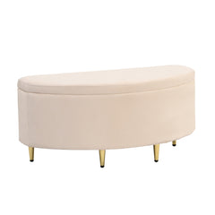 Velvet Upholstered Bed,Single Bed-3ft 90x190cm, Shell-like Bed With Golden Iron Legs, Wooden Slatted Frame, Upholstered Bench With Storage Space 90x40x42cm