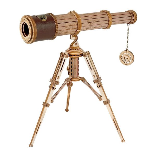 ROKR 3D Puzzles For Adults Wooden Telescope Building Model Kit With Tripod For Adults -3X Magnification Science Kit Gifts
